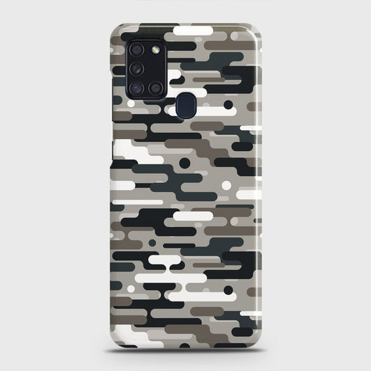 Samsung Galaxy A21s Cover - Camo Series 2 - Black & Olive Design - Matte Finish - Snap On Hard Case with LifeTime Colors Guarantee