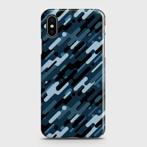 iPhone XS Cover - Camo Series 3 - Black & Blue Design - Matte Finish - Snap On Hard Case with LifeTime Colors Guarantee