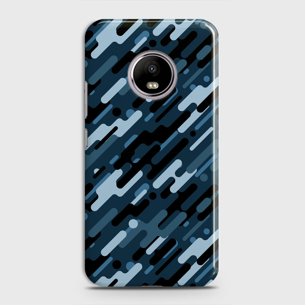 Motorola E4 Plus Cover - Camo Series 3 - Black & Blue Design - Matte Finish - Snap On Hard Case with LifeTime Colors Guarantee