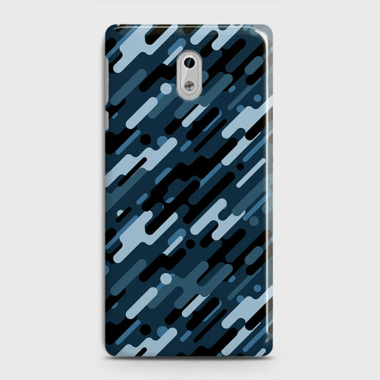 Nokia 3 Cover - Camo Series 3 - Black & Blue Design - Matte Finish - Snap On Hard Case with LifeTime Colors Guarantee