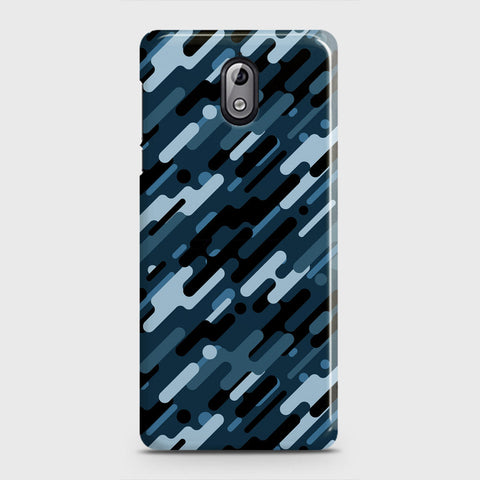 Nokia 3.1 Cover - Camo Series 3 - Black & Blue Design - Matte Finish - Snap On Hard Case with LifeTime Colors Guarantee