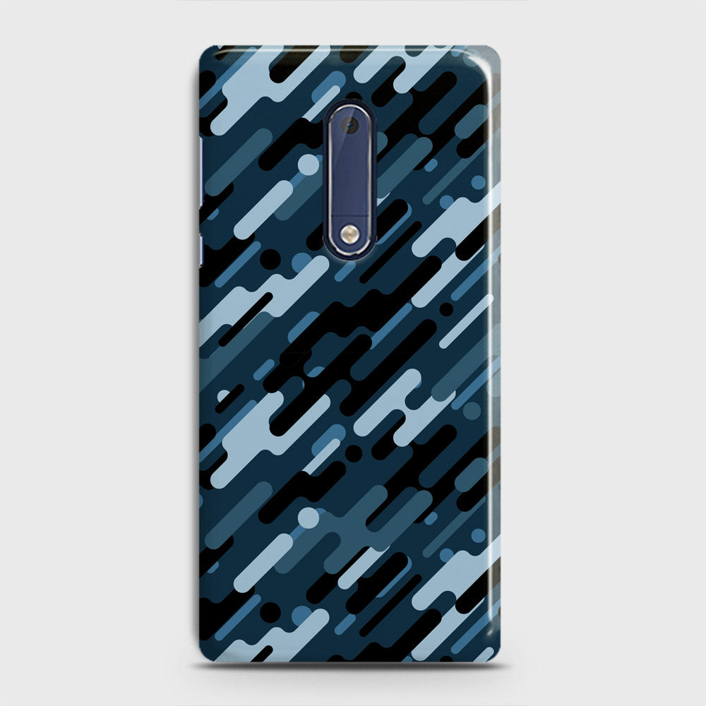 Nokia 5 Cover - Camo Series 3 - Black & Blue Design - Matte Finish - Snap On Hard Case with LifeTime Colors Guarantee