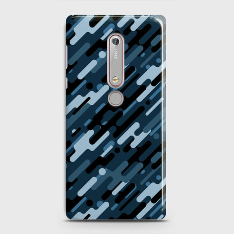 Nokia 6.1 Cover - Camo Series 3 - Black & Blue Design - Matte Finish - Snap On Hard Case with LifeTime Colors Guarantee