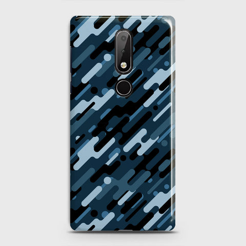 Nokia 7.1 Cover - Camo Series 3 - Black & Blue Design - Matte Finish - Snap On Hard Case with LifeTime Colors Guarantee