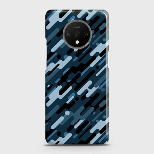 OnePlus 7T Cover - Camo Series 3 - Black & Blue Design - Matte Finish - Snap On Hard Case with LifeTime Colors Guarantee