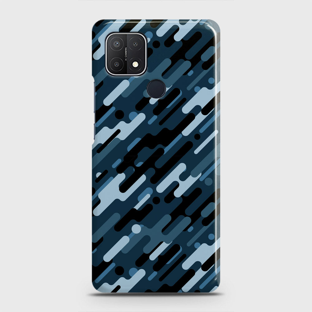 Oppo A15s Cover - Camo Series 3 - Black & Blue Design - Matte Finish - Snap On Hard Case with LifeTime Colors Guarantee