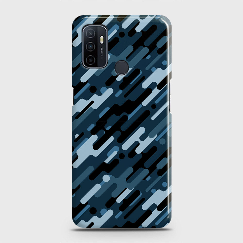Oppo A53 Cover - Camo Series 3 - Black & Blue Design - Matte Finish - Snap On Hard Case with LifeTime Colors Guarantee