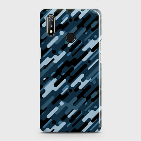 Realme 3 Pro Cover - Camo Series 3 - Black & Blue Design - Matte Finish - Snap On Hard Case with LifeTime Colors Guarantee