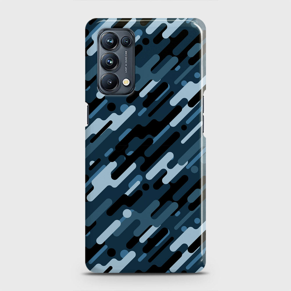 Oppo Reno 5 Pro 5G Cover - Camo Series 3 - Black & Blue Design - Matte Finish - Snap On Hard Case with LifeTime Colors Guarantee