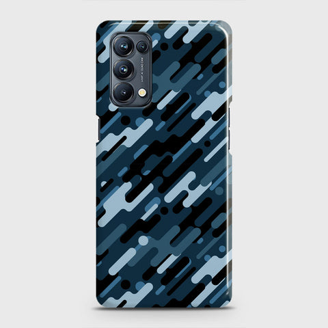 Oppo Reno 5 Pro 5G Cover - Camo Series 3 - Black & Blue Design - Matte Finish - Snap On Hard Case with LifeTime Colors Guarantee