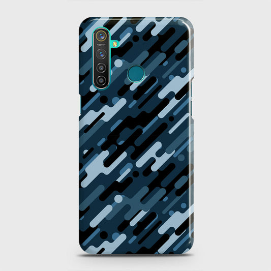 Realme 5 Cover - Camo Series 3 - Black & Blue Design - Matte Finish - Snap On Hard Case with LifeTime Colors Guarantee