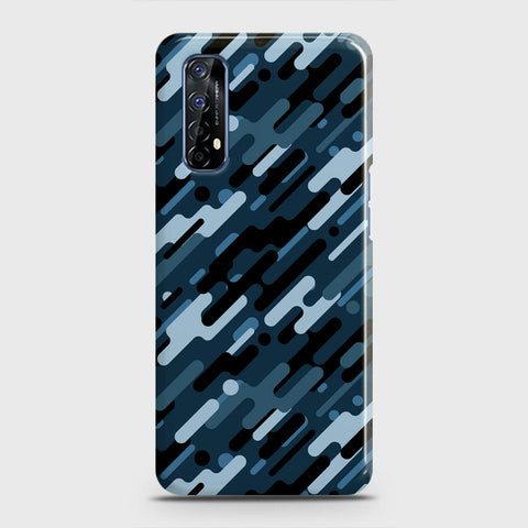 Realme 7 Cover - Camo Series 3 - Black & Blue Design - Matte Finish - Snap On Hard Case with LifeTime Colors Guarantee