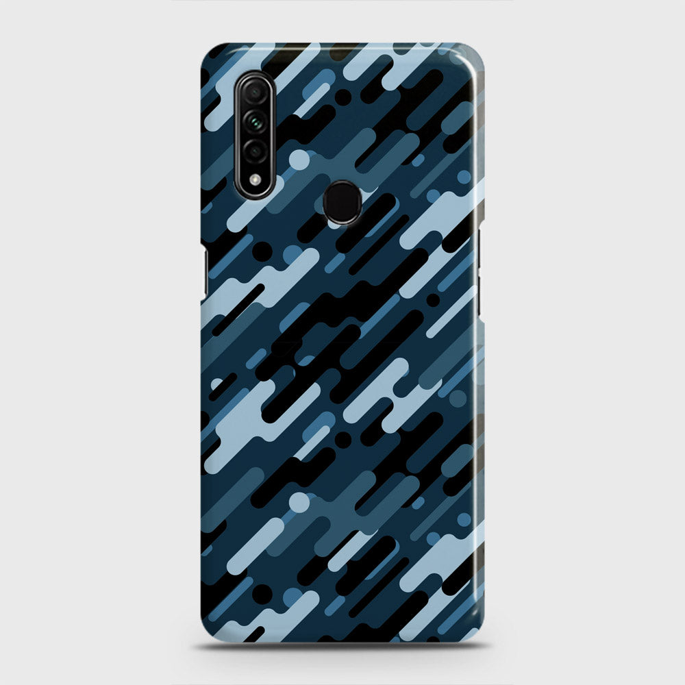 Oppo A8 Cover - Camo Series 3 - Black & Blue Design - Matte Finish - Snap On Hard Case with LifeTime Colors Guarantee