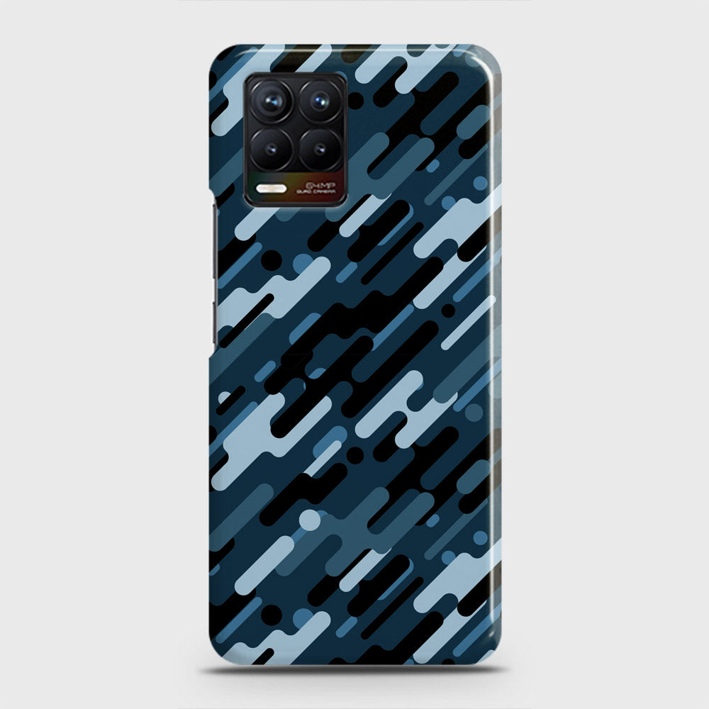 Realme 8 Cover - Camo Series 3 - Black & Blue Design - Matte Finish - Snap On Hard Case with LifeTime Colors Guarantee