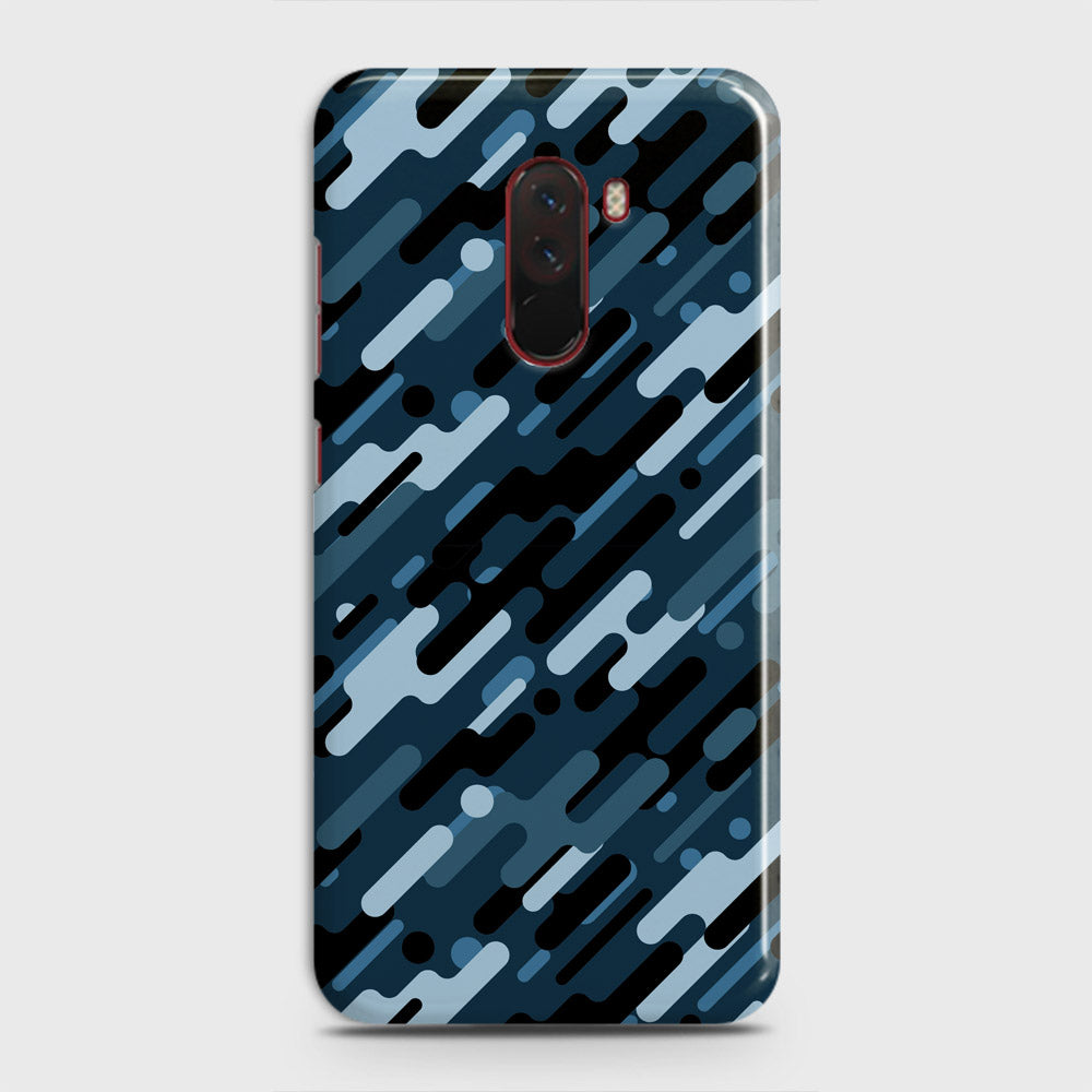 Xiaomi Pocophone F1  Cover - Camo Series 3 - Black & Blue Design - Matte Finish - Snap On Hard Case with LifeTime Colors Guarantee