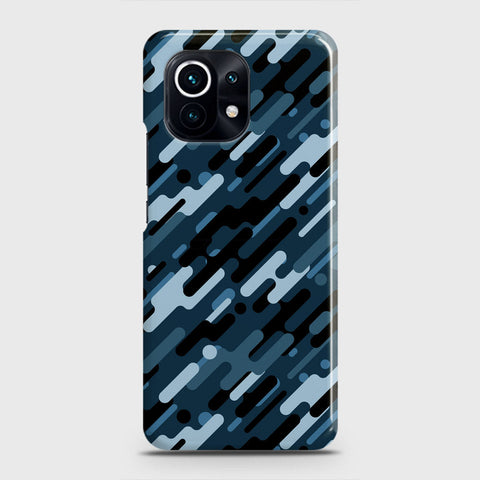 Xiaomi Mi 11 Lite Cover - Camo Series 3 - Black & Blue Design - Matte Finish - Snap On Hard Case with LifeTime Colors Guarantee