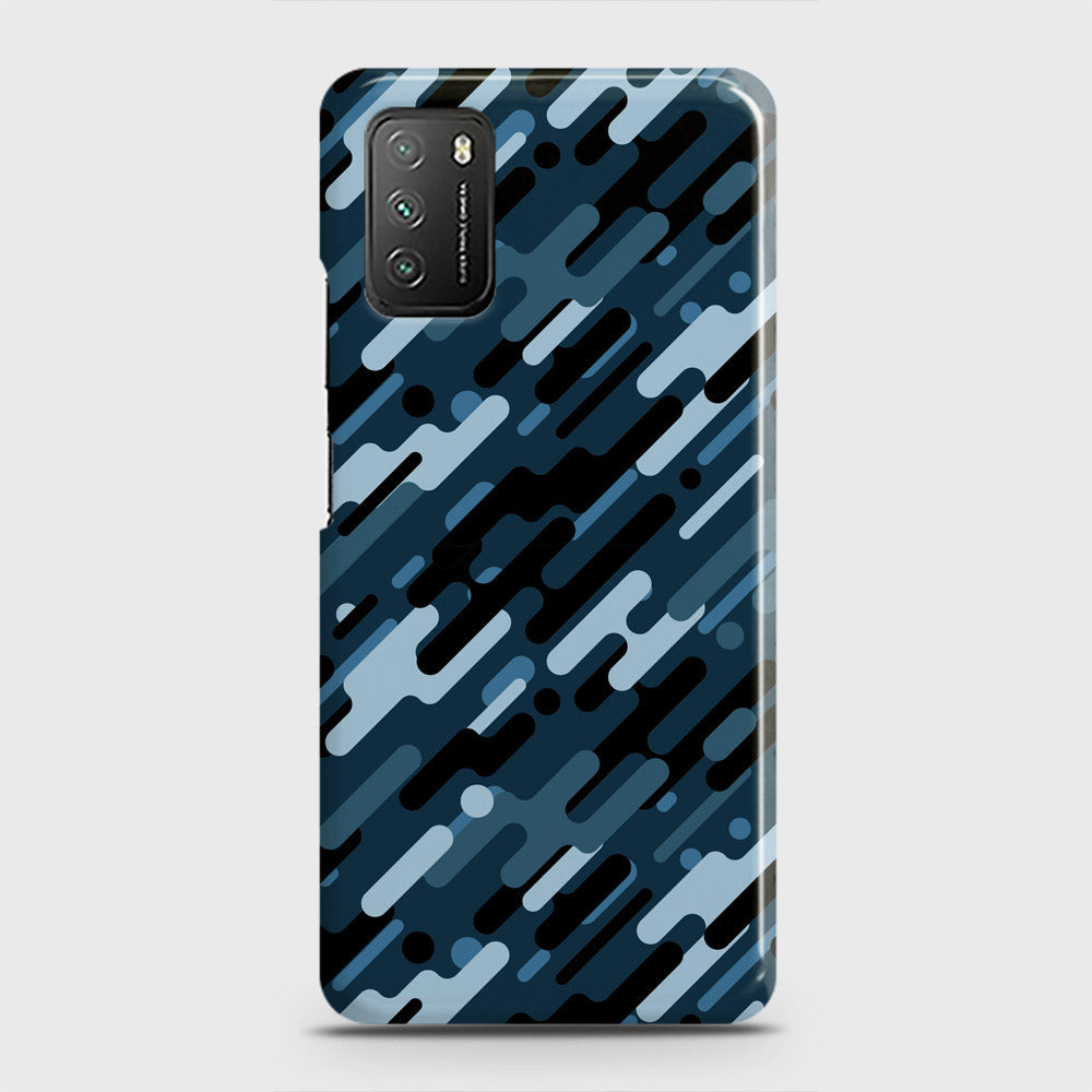 Xiaomi Poco M3 Cover - Camo Series 3 - Black & Blue Design - Matte Finish - Snap On Hard Case with LifeTime Colors Guarantee