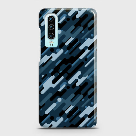 Huawei P30 Cover - Camo Series 3 - Black & Blue Design - Matte Finish - Snap On Hard Case with LifeTime Colors Guarantee