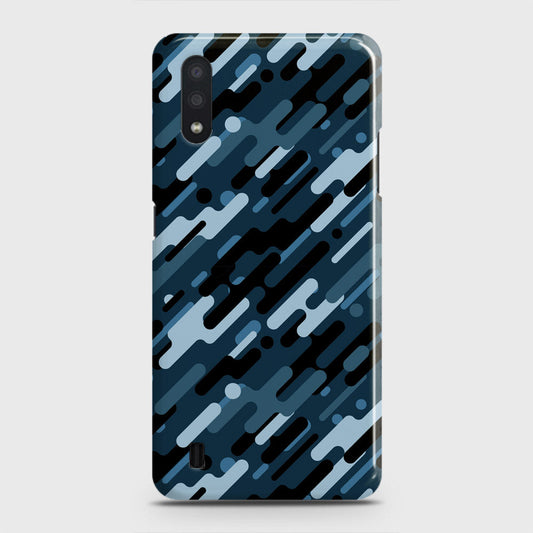 Samsung Galaxy A01 Cover - Camo Series 3 - Black & Blue Design - Matte Finish - Snap On Hard Case with LifeTime Colors Guarantee