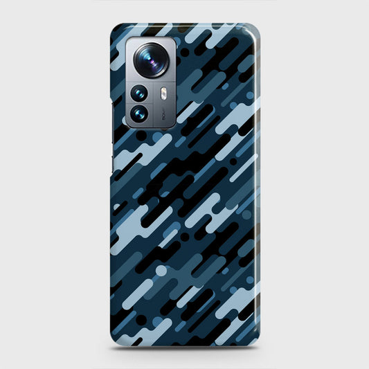 Xiaomi 12 Pro Cover - Camo Series 3 - Black & Blue Design - Matte Finish - Snap On Hard Case with LifeTime Colors Guarantee