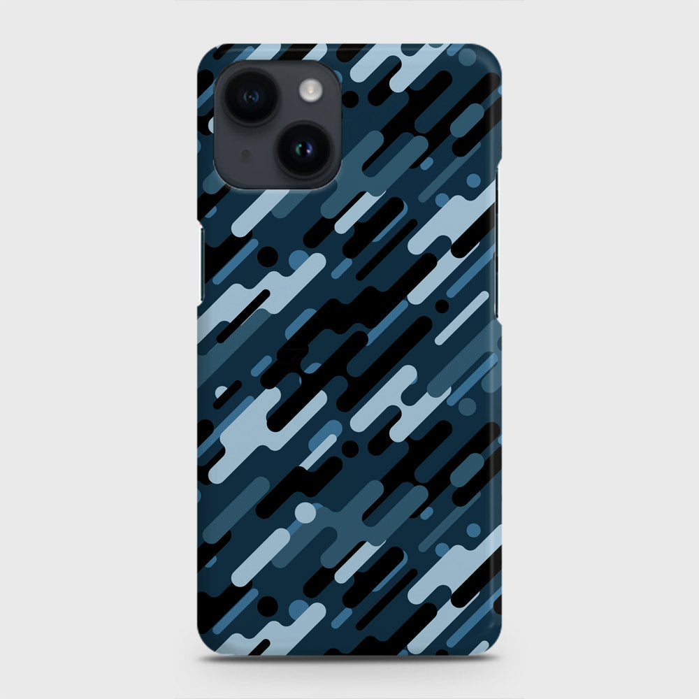 iPhone 14 Cover - Camo Series 3 - Black & Blue Design - Matte Finish - Snap On Hard Case with LifeTime Colors Guarantee