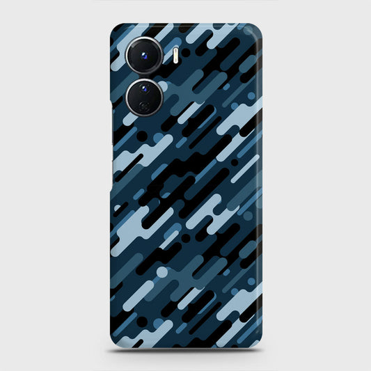 Vivo Y16 Cover - Camo Series 3 - Black & Blue Design - Matte Finish - Snap On Hard Case with LifeTime Colors Guarantee