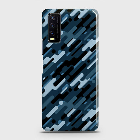 Vivo Y12s  Cover - Camo Series 3 - Black & Blue Design - Matte Finish - Snap On Hard Case with LifeTime Colors Guarantee