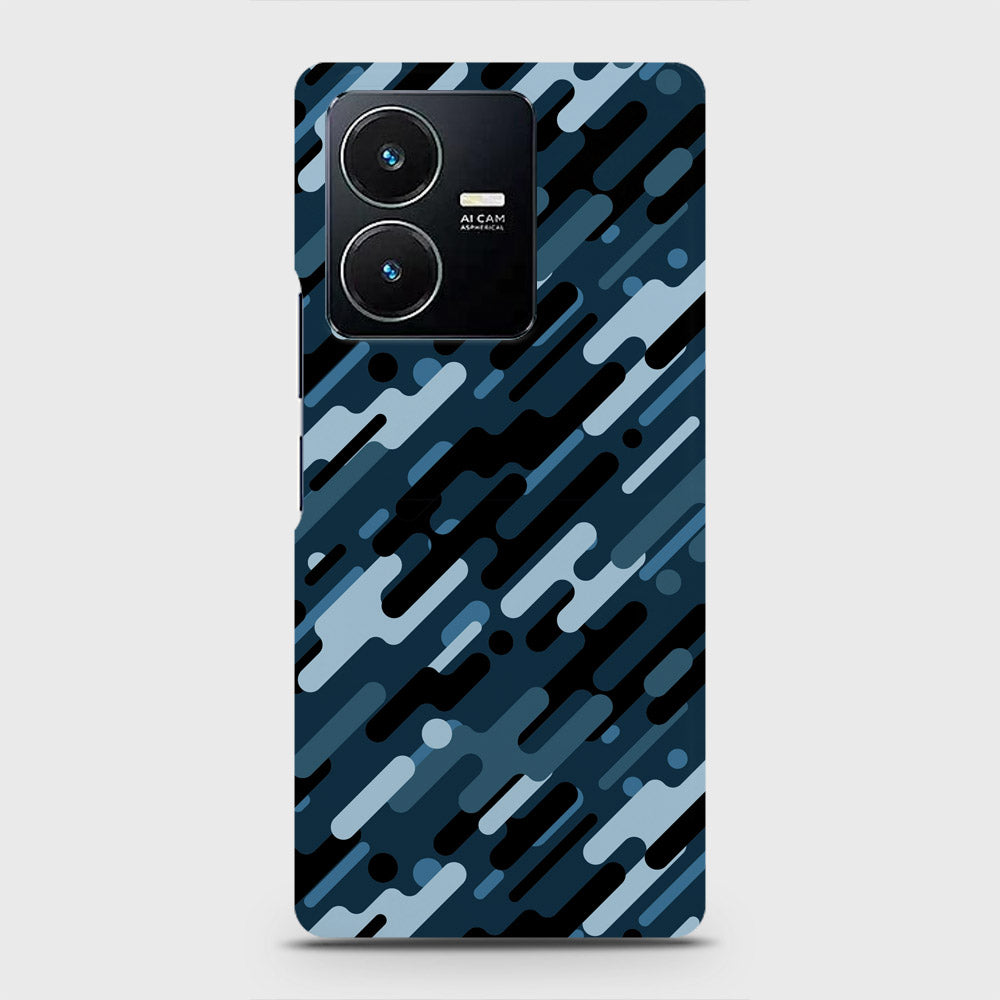 Vivo Y22 Cover - Camo Series 3 - Black & Blue Design - Matte Finish - Snap On Hard Case with LifeTime Colors Guarantee