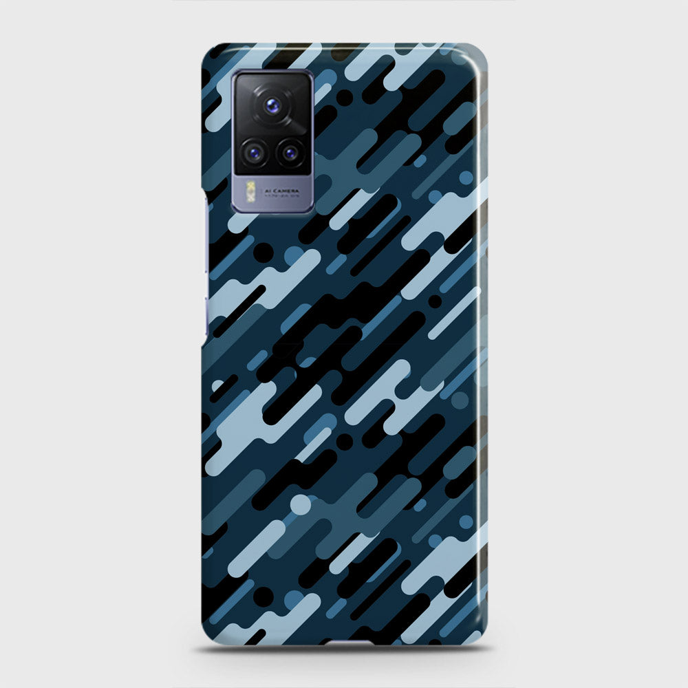 Vivo V21  Cover - Camo Series 3 - Black & Blue Design - Matte Finish - Snap On Hard Case with LifeTime Colors Guarantee