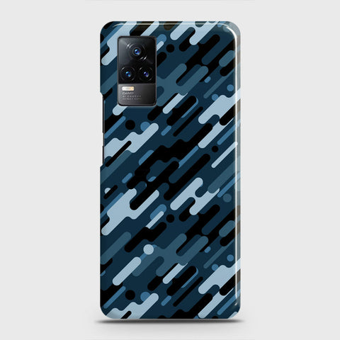 Vivo V21e  Cover - Camo Series 3 - Black & Blue Design - Matte Finish - Snap On Hard Case with LifeTime Colors Guarantee