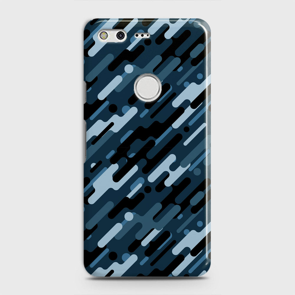 Google Pixel Cover - Camo Series 3 - Black & Blue Design - Matte Finish - Snap On Hard Case with LifeTime Colors Guarantee