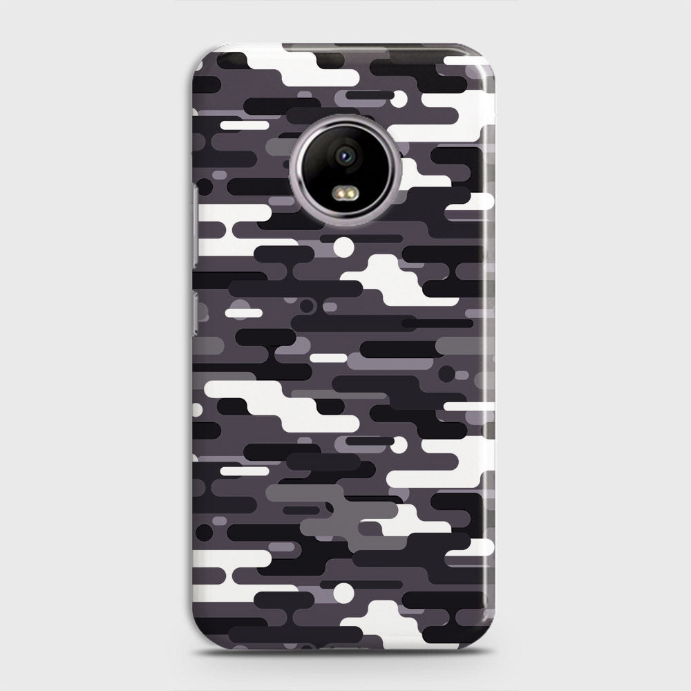 Motorola E4 Plus Cover - Camo Series 2 - Black & White Design - Matte Finish - Snap On Hard Case with LifeTime Colors Guarantee