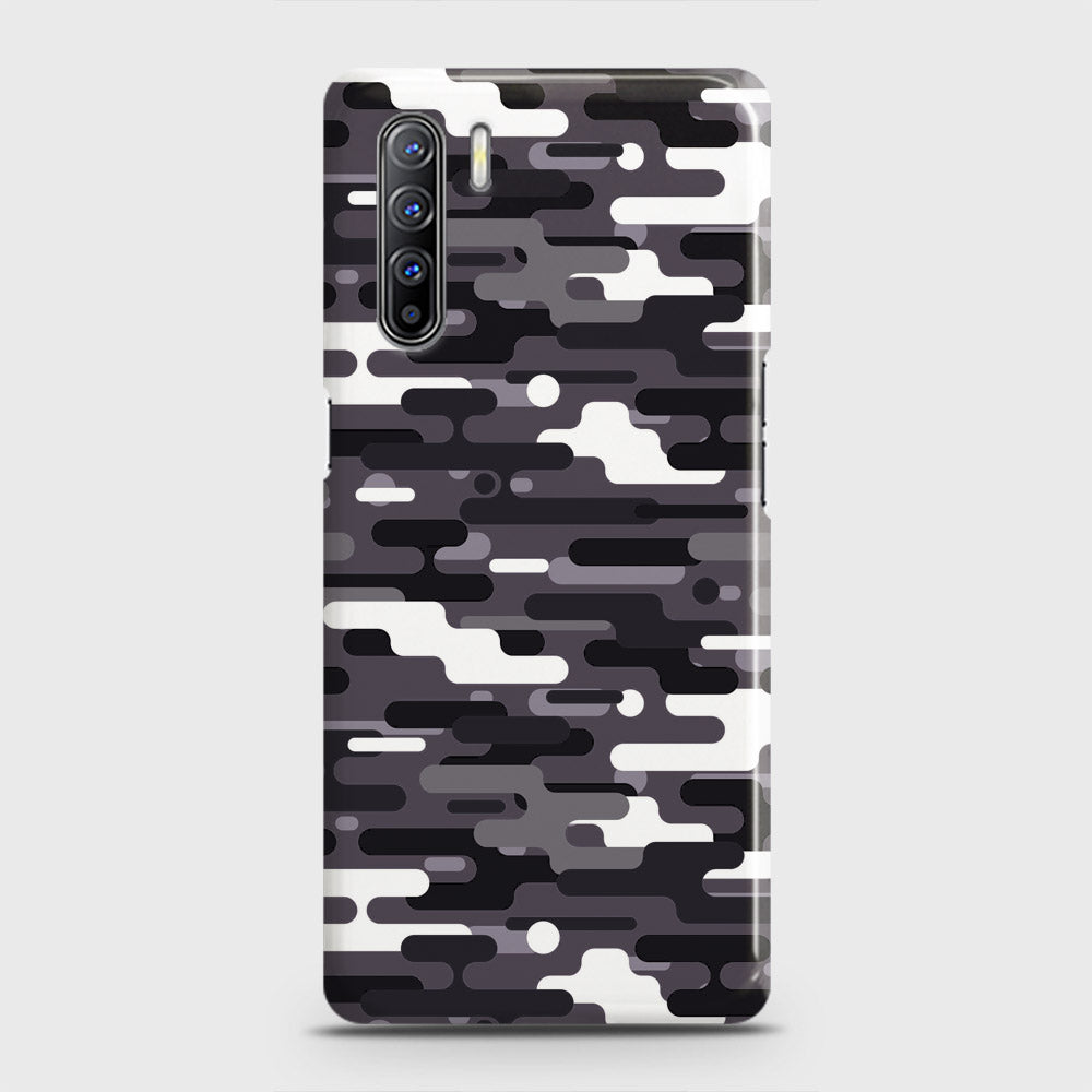 Oppo F15 Cover - Camo Series 2 - Black & White Design - Matte Finish - Snap On Hard Case with LifeTime Colors Guarantee