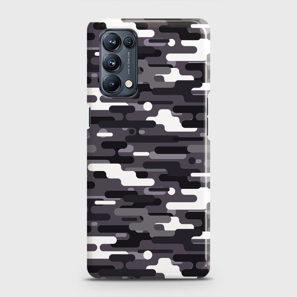 Oppo Reno 5 Pro 5G Cover - Camo Series 2 - Black & White Design - Matte Finish - Snap On Hard Case with LifeTime Colors Guarantee