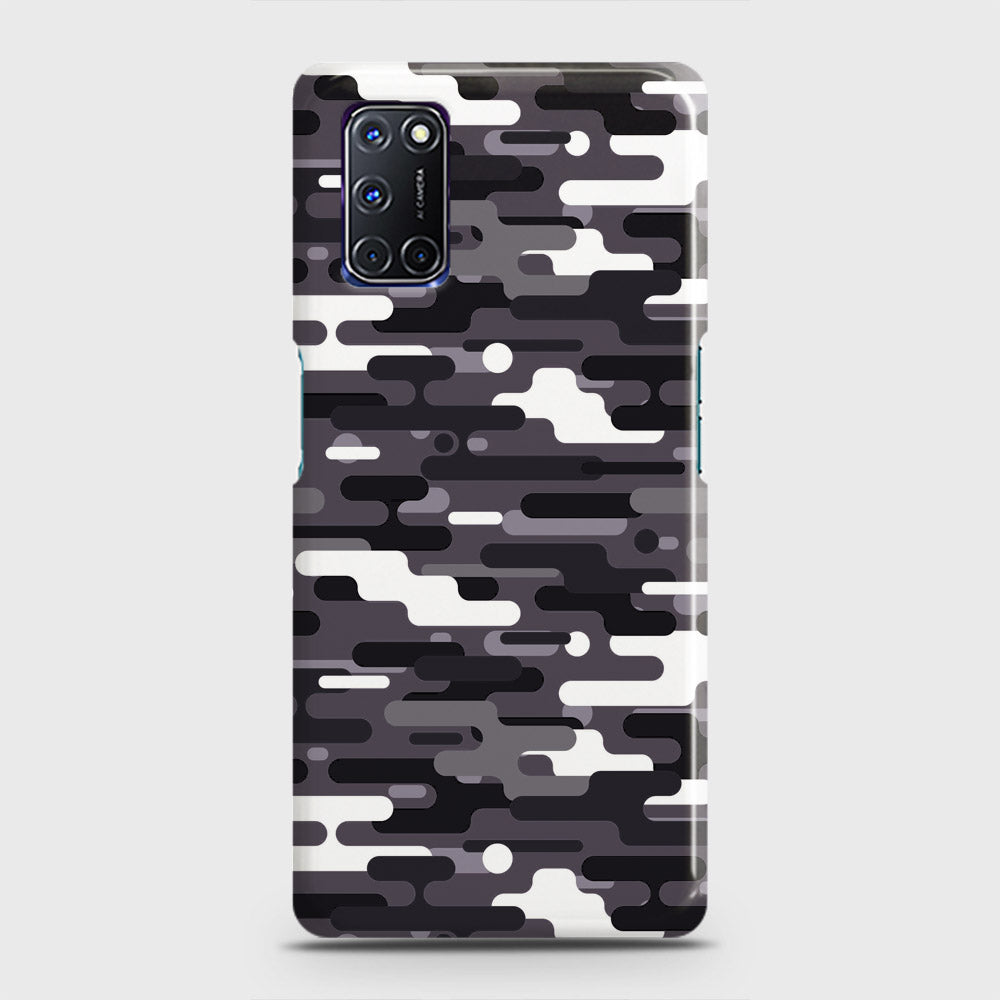 Oppo A92 Cover - Camo Series 2 - Black & White Design - Matte Finish - Snap On Hard Case with LifeTime Colors Guarantee