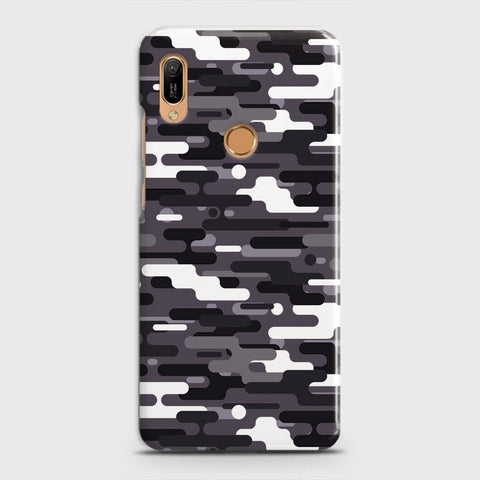 Huawei Y6 2019 Cover - Camo Series 2 - Black & White Design - Matte Finish - Snap On Hard Case with LifeTime Colors Guarantee