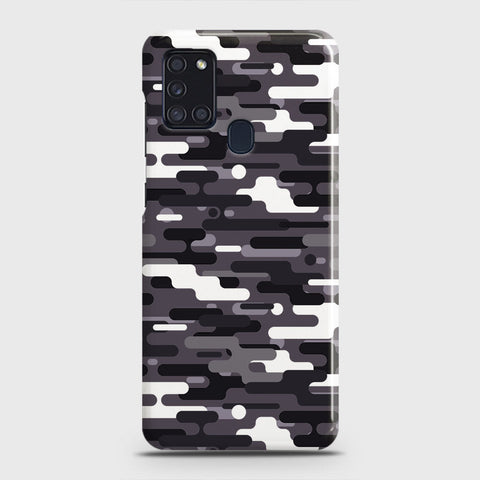 Samsung Galaxy A21s Cover - Camo Series 2 - Black & White Design - Matte Finish - Snap On Hard Case with LifeTime Colors Guarantee