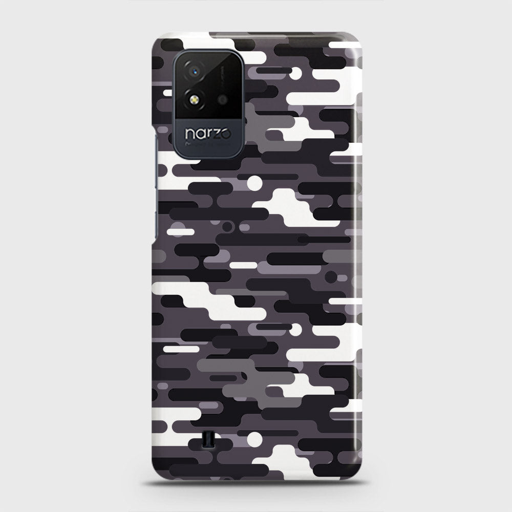 Realme Narzo 50i Cover - Camo Series 2 - Black & White Design - Matte Finish - Snap On Hard Case with LifeTime Colors Guarantee