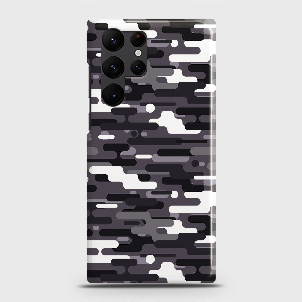 Samsung Galaxy S22 Ultra 5G Cover - Camo Series 2 - Black & White Design - Matte Finish - Snap On Hard Case with LifeTime Colors Guarantee