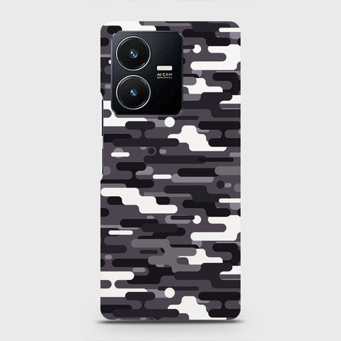 Vivo Y22s Cover - Camo Series 2 - Black & White Design - Matte Finish - Snap On Hard Case with LifeTime Colors Guarantee