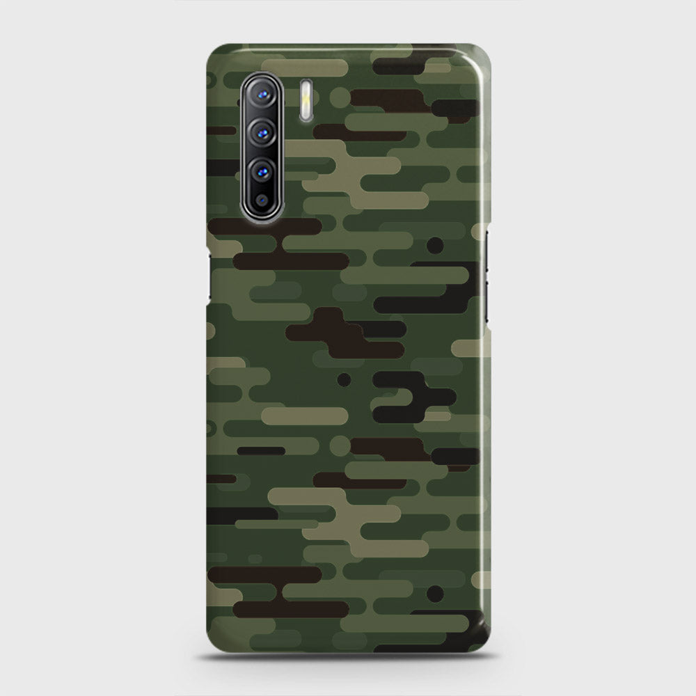 Oppo F15 Cover - Camo Series 2 - Light Green Design - Matte Finish - Snap On Hard Case with LifeTime Colors Guarantee