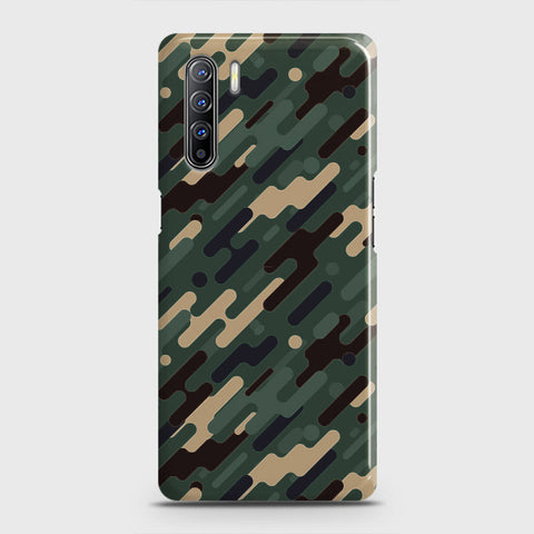 Oppo F15 Cover - Camo Series 3 - Light Green Design - Matte Finish - Snap On Hard Case with LifeTime Colors Guarantee