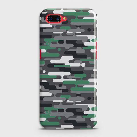 Oppo A3S Cover - Camo Series 2 - Green & Grey Design - Matte Finish - Snap On Hard Case with LifeTime Colors Guarantee