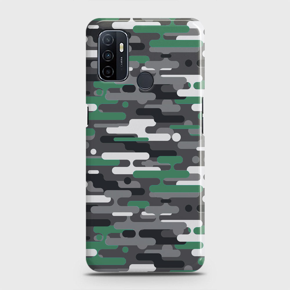 Oppo A53 Cover - Camo Series 2 - Green & Grey Design - Matte Finish - Snap On Hard Case with LifeTime Colors Guarantee