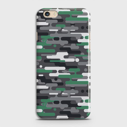 Oppo F3 Cover - Camo Series 2 - Green & Grey Design - Matte Finish - Snap On Hard Case with LifeTime Colors Guarantee