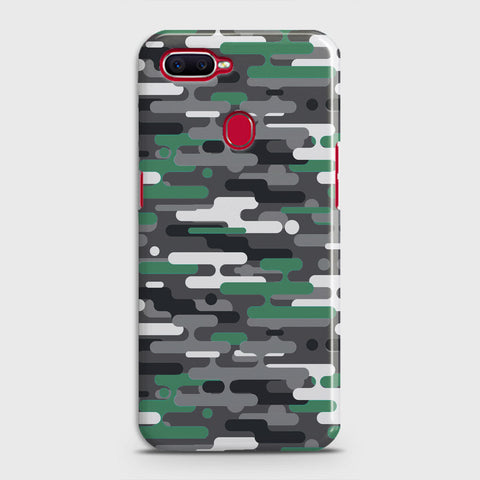 Oppo F9 Cover - Camo Series 2 - Green & Grey Design - Matte Finish - Snap On Hard Case with LifeTime Colors Guarantee