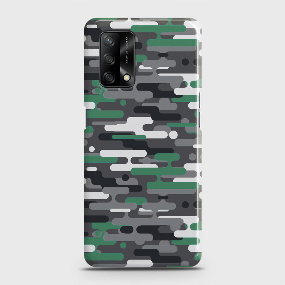 Oppo F19 Cover - Camo Series 2 - Green & Grey Design - Matte Finish - Snap On Hard Case with LifeTime Colors Guarantee