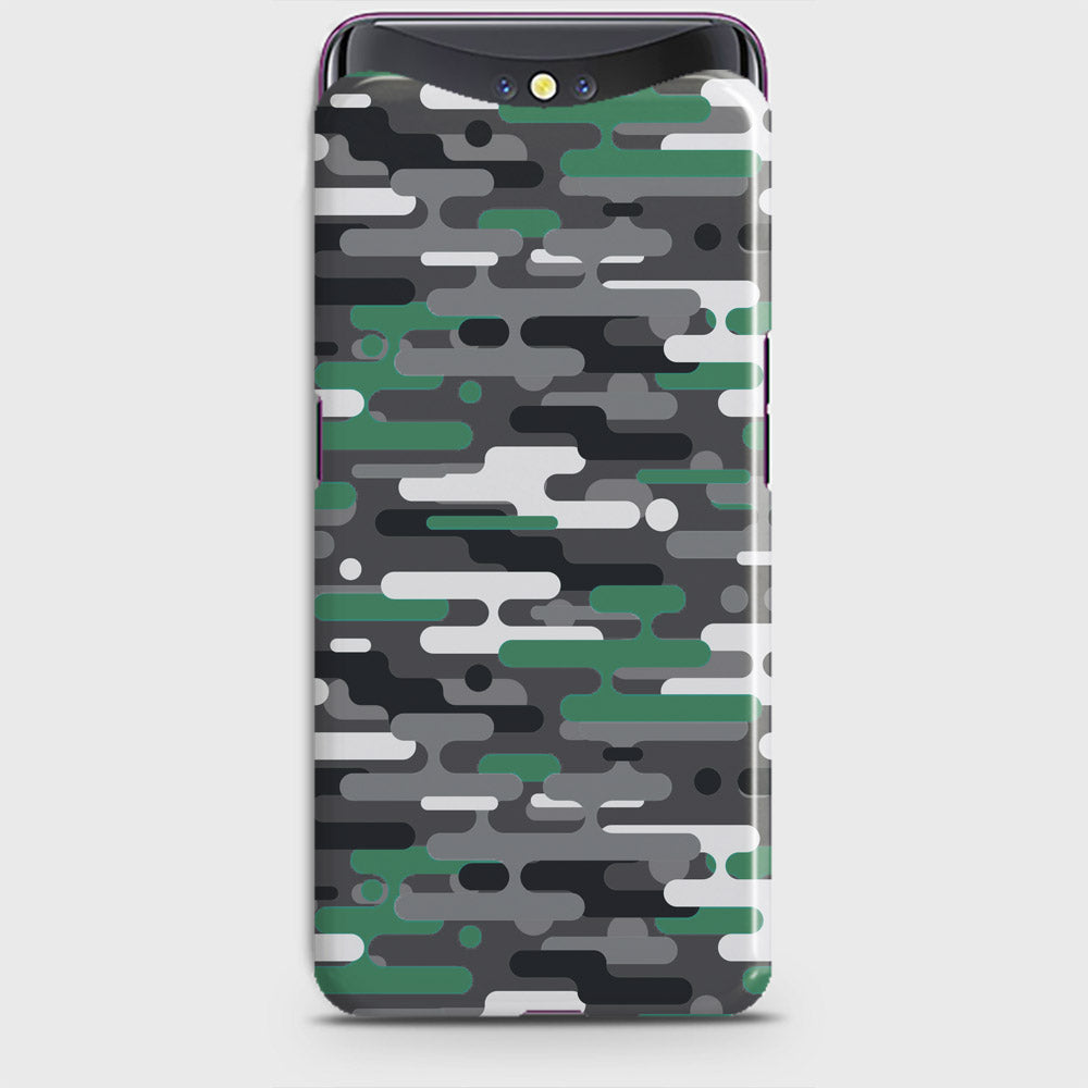 Oppo Find X Cover - Camo Series 2 - Green & Grey Design - Matte Finish - Snap On Hard Case with LifeTime Colors Guarantee