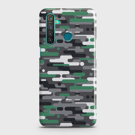 Realme 5 Cover - Camo Series 2 - Green & Grey Design - Matte Finish - Snap On Hard Case with LifeTime Colors Guarantee