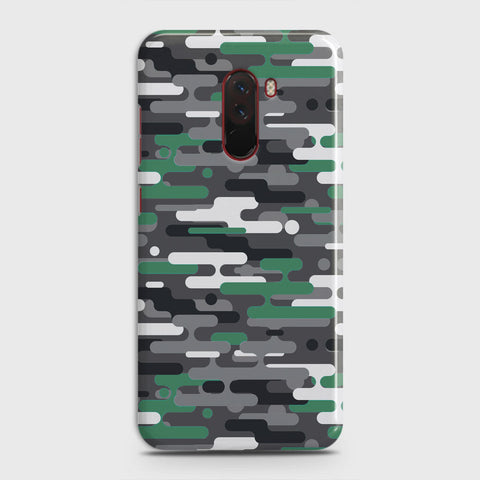 Xiaomi Pocophone F1  Cover - Camo Series 2 - Green & Grey Design - Matte Finish - Snap On Hard Case with LifeTime Colors Guarantee